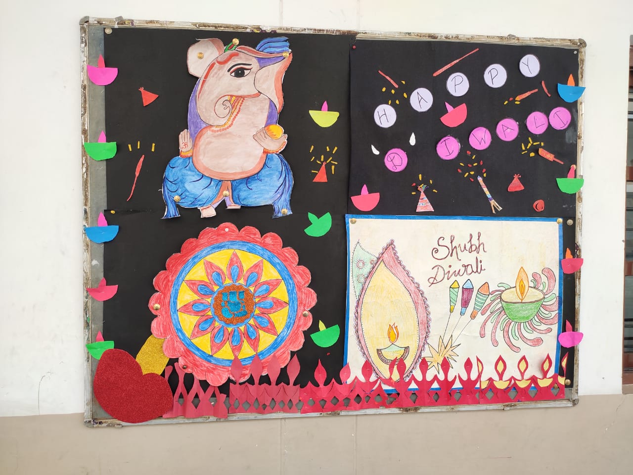 Diwali Diya Decoration Ideas | Navratri Diya Thali Decoration Idea school  competition project idea